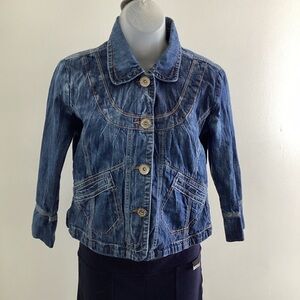 DKNY Blue Jean Jacket – Cropped Classic – Ladies Size Small